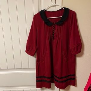 Red dress with cute collar